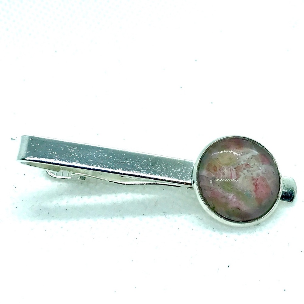 Tie clip pin silver plated 16mm handcrafted dome